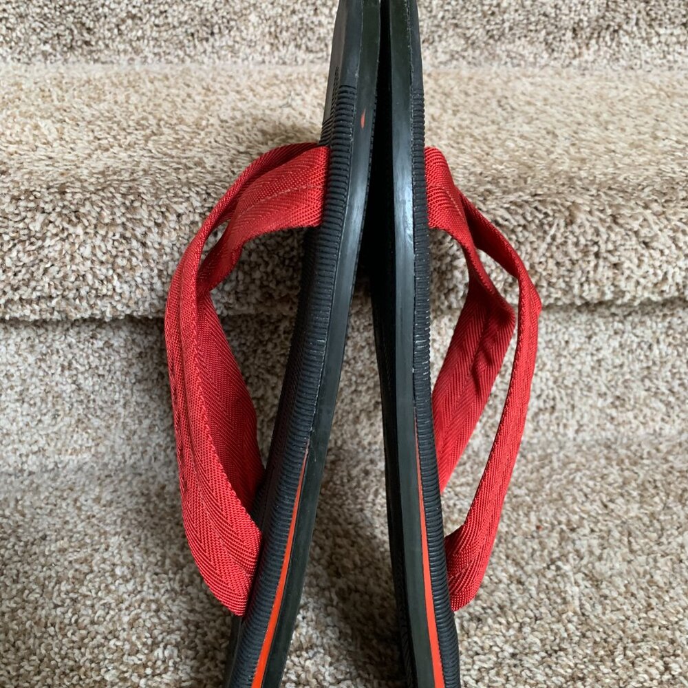 Prada Sport Red Colorblock Pattern Crossover Straps Canvas Slides - Picture 10 of 13
